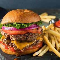 Machim meat Burger with French fries