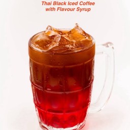 Thai Black Ice Coffee with Flavored Syrup จ้ำบ๊ะ