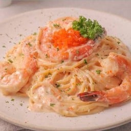 สปาเก็ตตี้กุ้งคาโบนาร่า