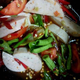 ตำเหลาหมูยอปลาร้า( ใส่กระเทียม)