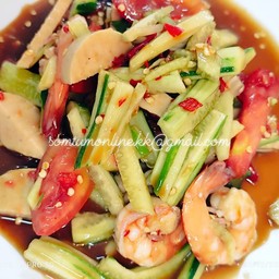 ตำแตงหมูยอกุ้งลวก