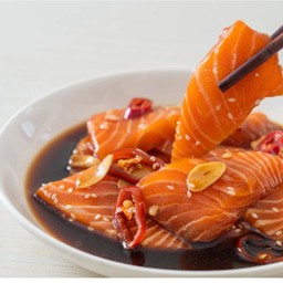 แซลมอนดองซีอิ้ว+ข้าว+สาหร่าย