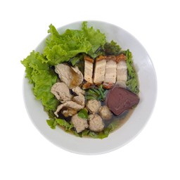 เกาเหลาเลือดหมู+ไม่เครื่องใน+หมูกรอบ 