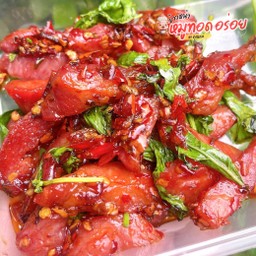ข้าว+กะเพรา “หมูแดดเดียว” 🍃🌶️ (หมูแดดเดียว120กรัม)
