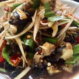 ตำปูปลาร้า /ใส่หอย