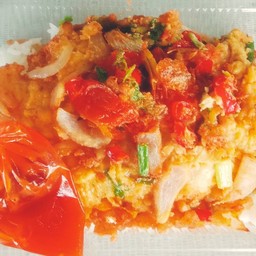 ข้าวไข่เจียวหอมแดงมะเขือเทศ ต้นหอมพริก