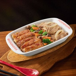 ข้าวหน้าหมูและไก่เทริยากิ