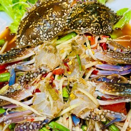 ตำปูม้าสด ปลาร้านัว จานใหญ่มาก