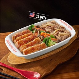ข้าวหน้าเนื้อและไก่เทริยากิ