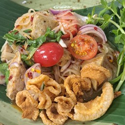 ยำหมูยอปลาร้าเส้นเล็กแคบคอหมู