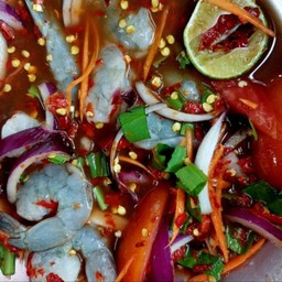 ยำ กุ้งสด ( ปลาร้า )