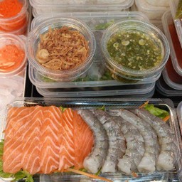 แซลมอน+กุ้ง ซาซิมิ