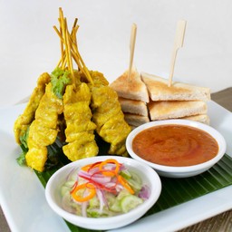 หมูสเต๊ะ (L) 10ไม้+ขนมปัง 2 แผ่น