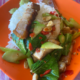 ข้าวคะน้าหมูกรอบ