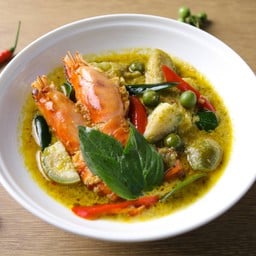 แกงเขียวหวานกุ้งแม่น้ำ (กับข้าว)