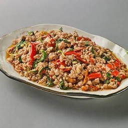 ข้าวกะเพราไก่ + เนื้อทอด