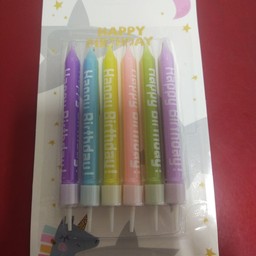 เทียนสกรีน Happy Birthday สีพาสเทล ( 6แท่ง)