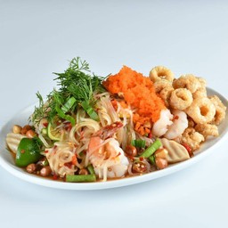 ยำเส้นเล็กปลาร้าหอมไข่กุ้ง