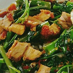 ผัดผักบุ้งหมูกรอบ###กับข้าว###