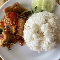 เครื่องแกงปลากระพงราดข้าว