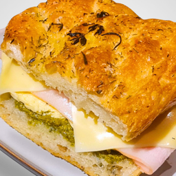 Pesto Ham Egg Cheese Focaccia
