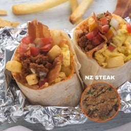 New Zealand Rib Eye Steak Breakfast Burrito