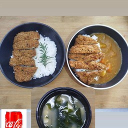 (อร่อยซ่ากับโค๊ก)ข้าวแกงกระหรี่ไก่ทงคัตสึ+ข้าวไก่ทงคัตสึ+ซุปมิโซะ+โค้ก325มล