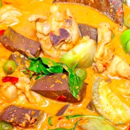 แกงมะเขือใส่ไก่กับข้าว