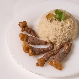 ข้าวมันเนื้อ + เนื้อแดดเดียวทอด