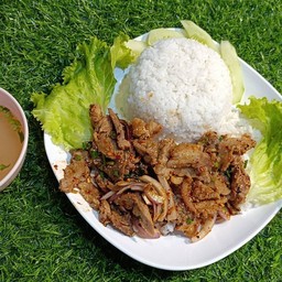 ข้าวน้ำตกคอหมูย่าง