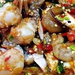 ตำเหลากุ้งสด+ปูม้า