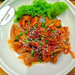 สันคอหมูผัดซอสเกาหลี ( เป็นกับ )