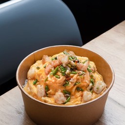 ข้าวไข่ข้นกุ้งผัดพริกขี้หนู