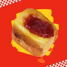 ขนมปังปิ้งไส้ทะลัก แยมสตรอเบอรี่