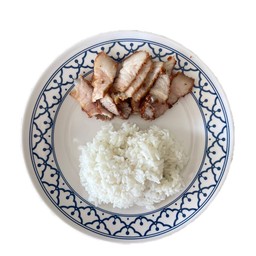 ข้าวหมูสามชั้นทอดกระเทียม