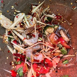ตำกุ้งสด+หมูยอ