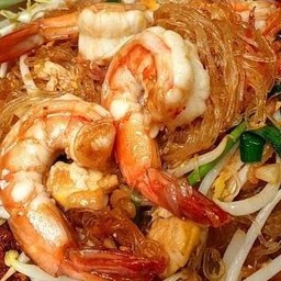 ผัดไท วุ้นเส้น กุ้งสด(เพิ่มไข่)