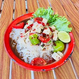 ตำเส้นเล็ก หมูยอปลาร้าา นัวร์ถึงใจ