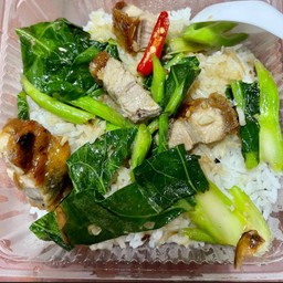 ข้าวคะน้าหมูกรอบ