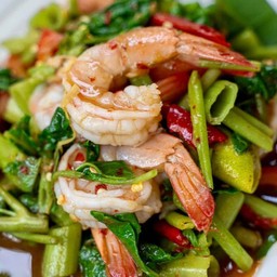 ตำผักบุ้งกุ้งลวก ปลาร้าแซ๊บๆ