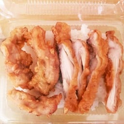 ข้าวสวย สะโพกไก่ทอด + ไก่กระเทียม