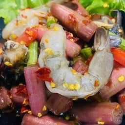 ตำสายบัวกุ้งสด