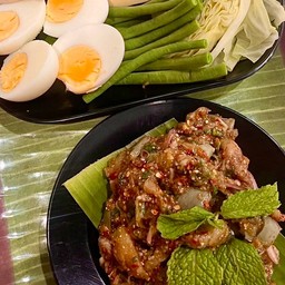 ซุปมะเขือ+ชุดผักลวก+ไข่ต้ม