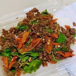 กะเพาเนื้อสับรสจัดแห้ง.เป็นกลับข้าว