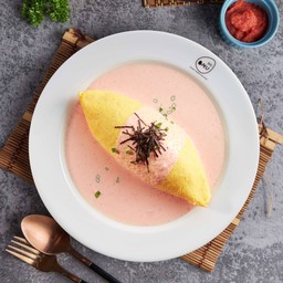 ข้าวห่อไข่ราดซอสครีมเมนไทโกะ