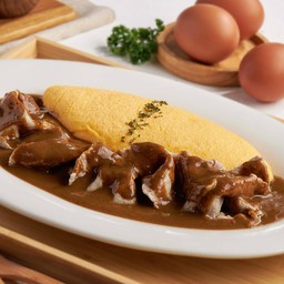 ไข่ลาวาหน้าหมูชาบูราดซอสแกงกะหรี่