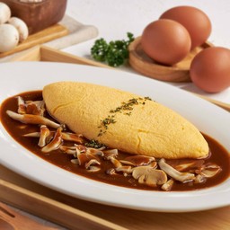 ไข่ลาวาหน้าเห็ดรวมราดซอสเดมิกลาส