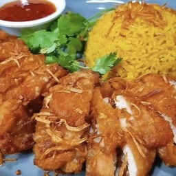 [อร่อยซ่ากับโค้ก] ข้าวหมกไก่ทอดกรอบพิเศษ [สูตรเส็นเส้ง] +  โค้ก ออริจินัล (กระป๋อง) 