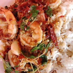 กระเพราะกุ้งราดข้าว