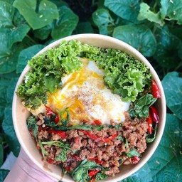 ข้าวกะเพราหมูสับ+ไข่ข้น